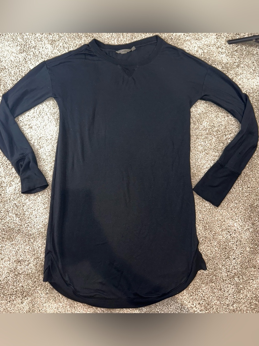 Athleta Balance Sweatshirt Dress Black Modal Knit Long Sleeve Medium M 522